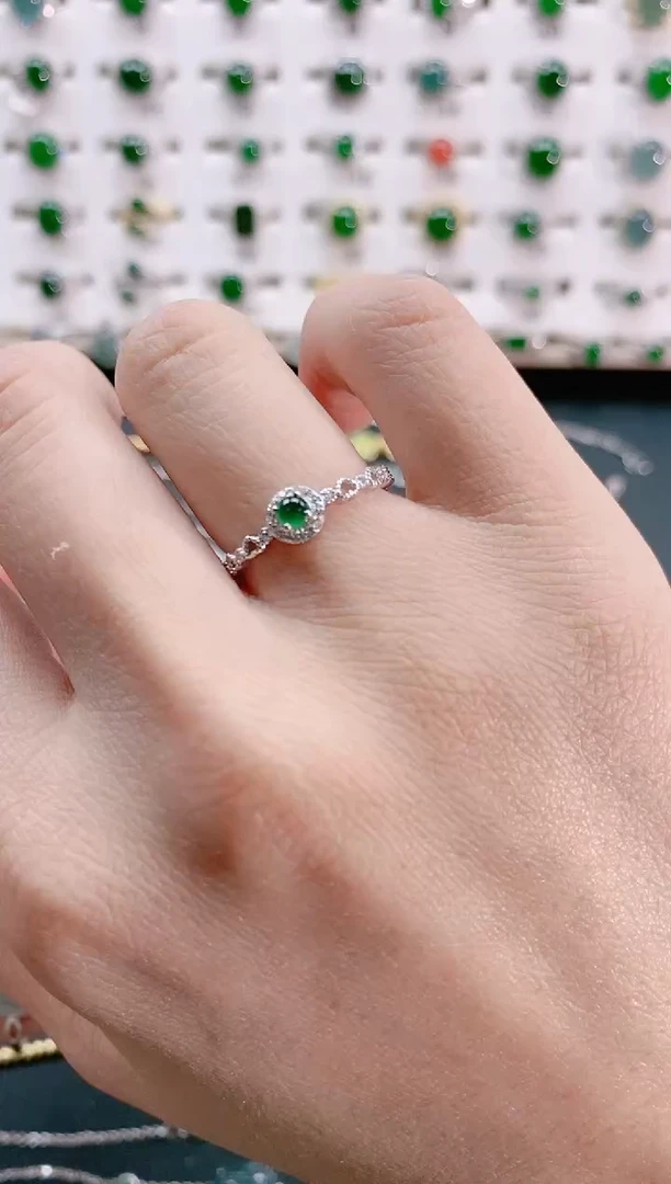 【闪购商品】翡翠戒指银S925镶嵌天然翡翠