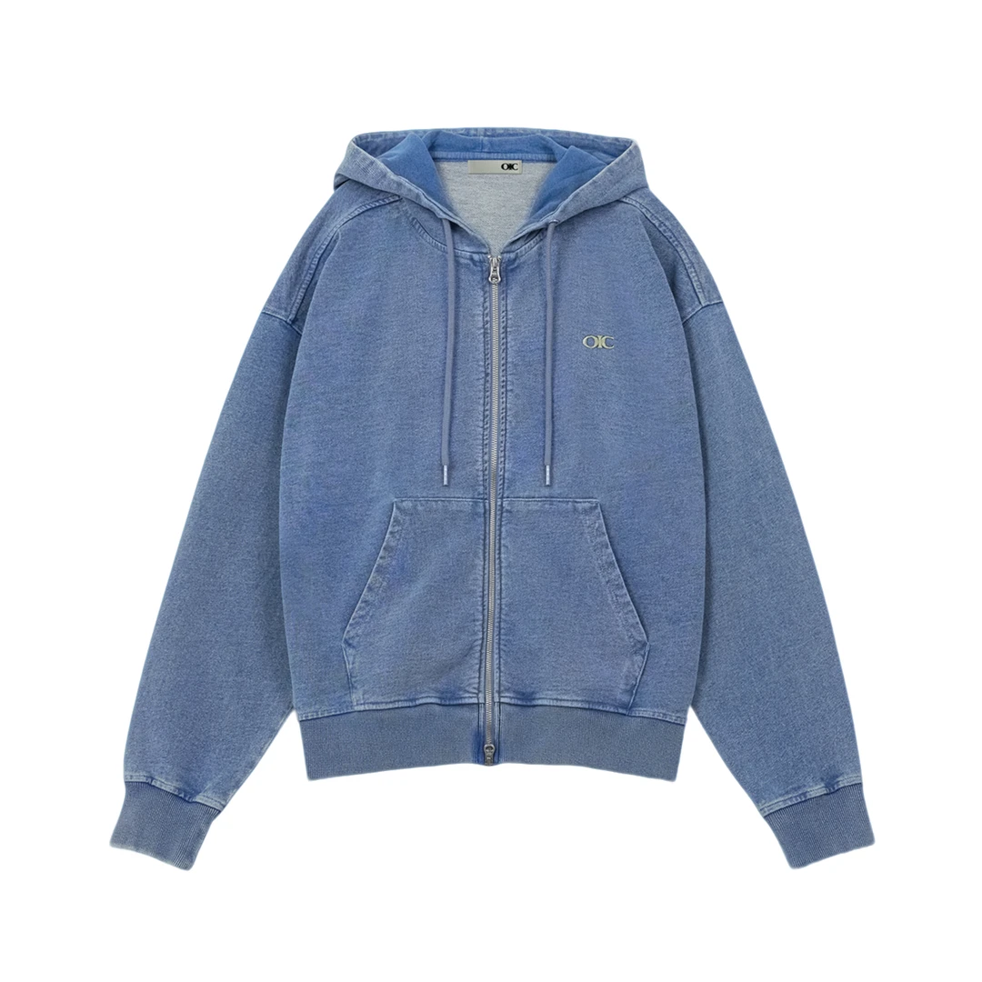 OIC【李旭同款】新款水洗做旧连帽卫衣休闲百搭款复古