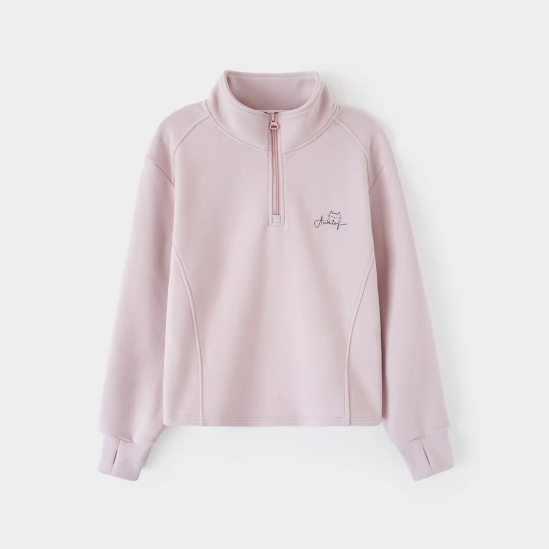 女童秋冬德绒卫衣休闲女半高领百搭时尚洋气休闲长袖上衣