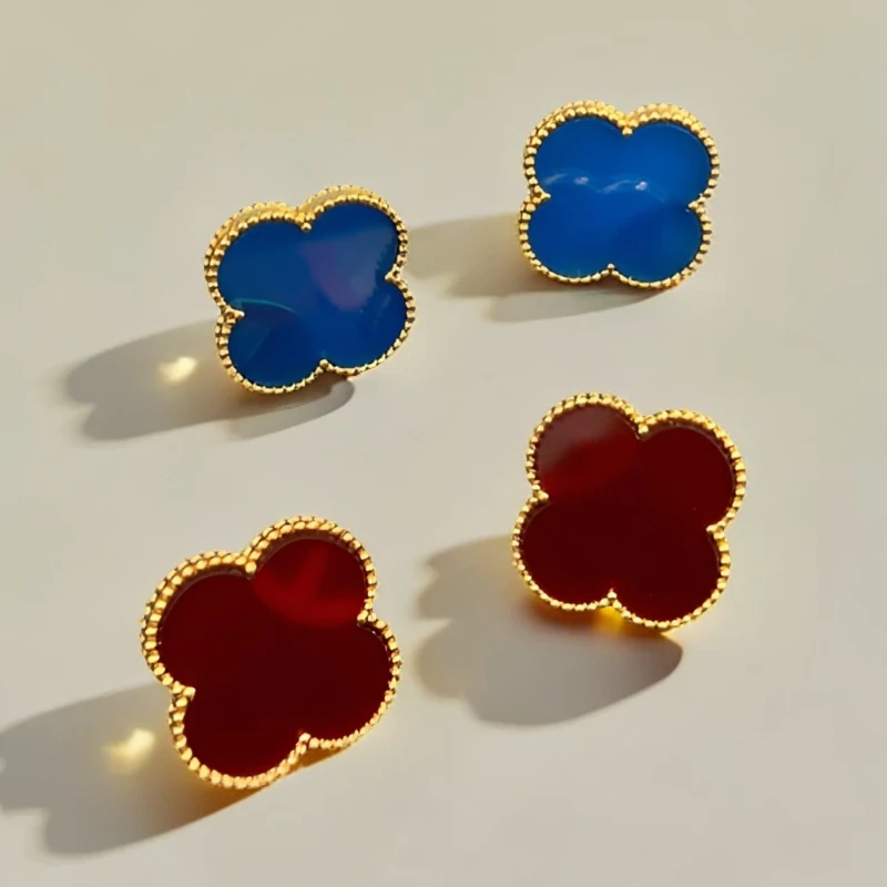 【玉素专属】18k金四叶草耳钉  优雅经典时尚