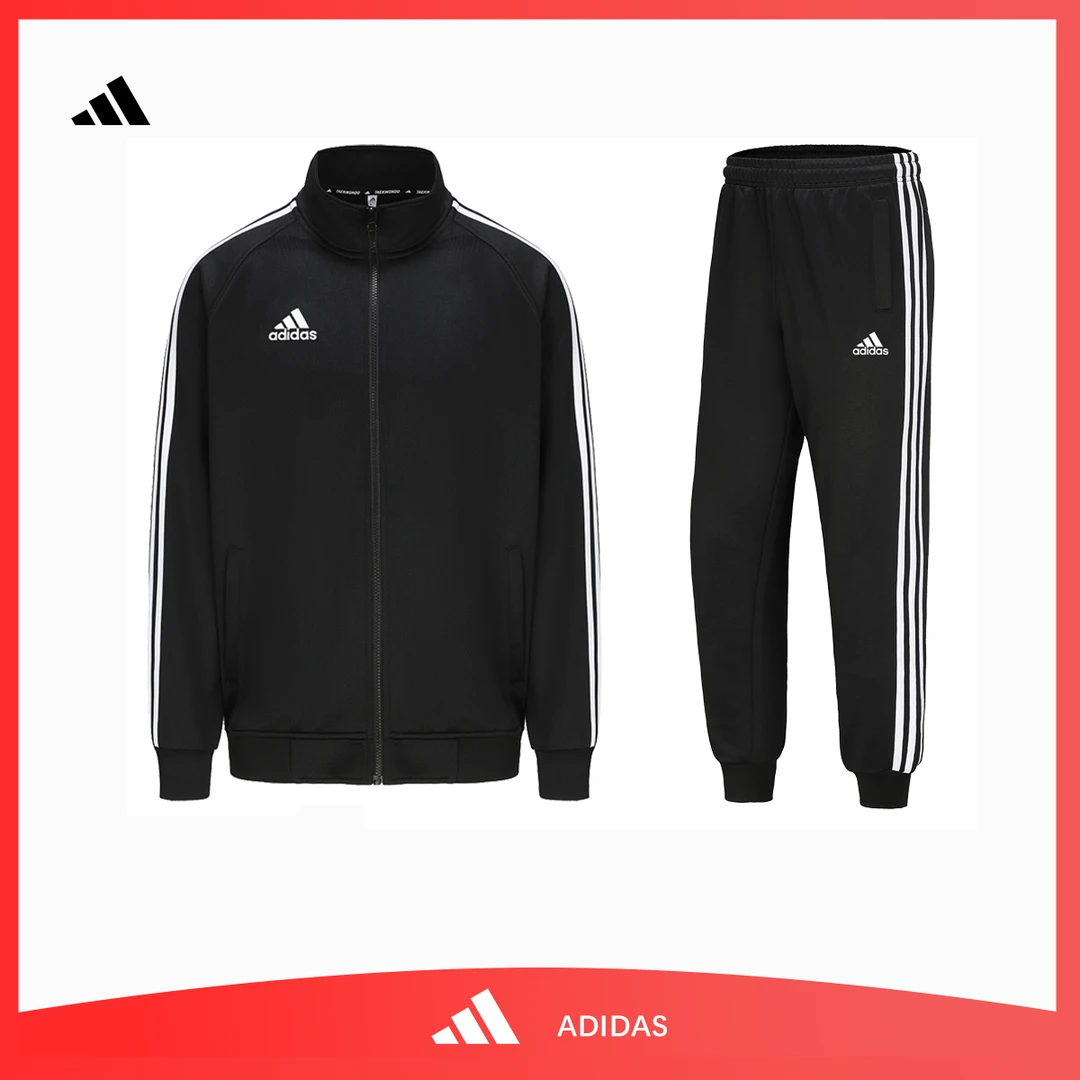 adidas/阿迪达斯新款男女同款运动休闲经典白标套装