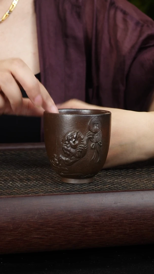 紫砂茶宠柴烧杯子望元