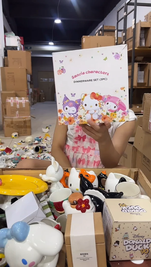 瓷片原盒三利鸥餐具3件套