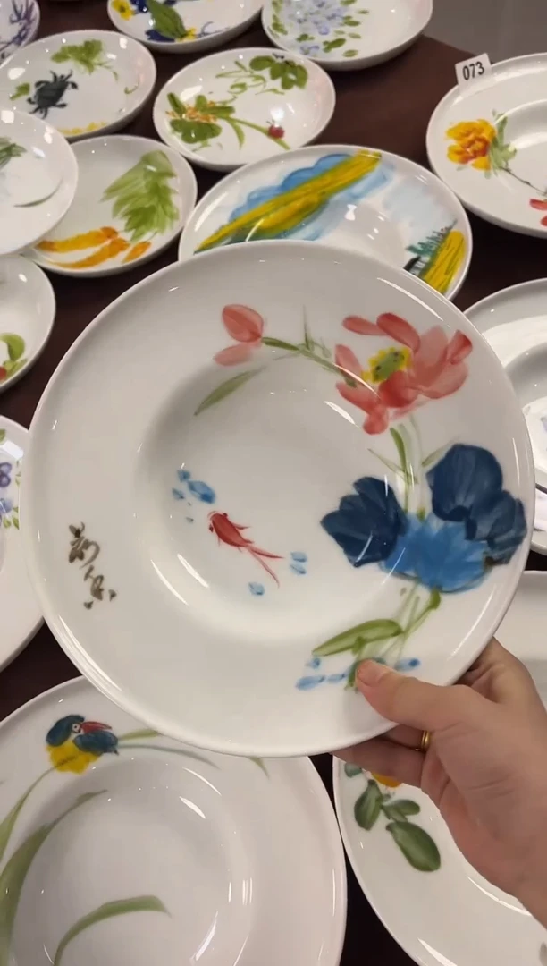 陶瓷景德镇高温釉中彩陶瓷餐具-草帽盘