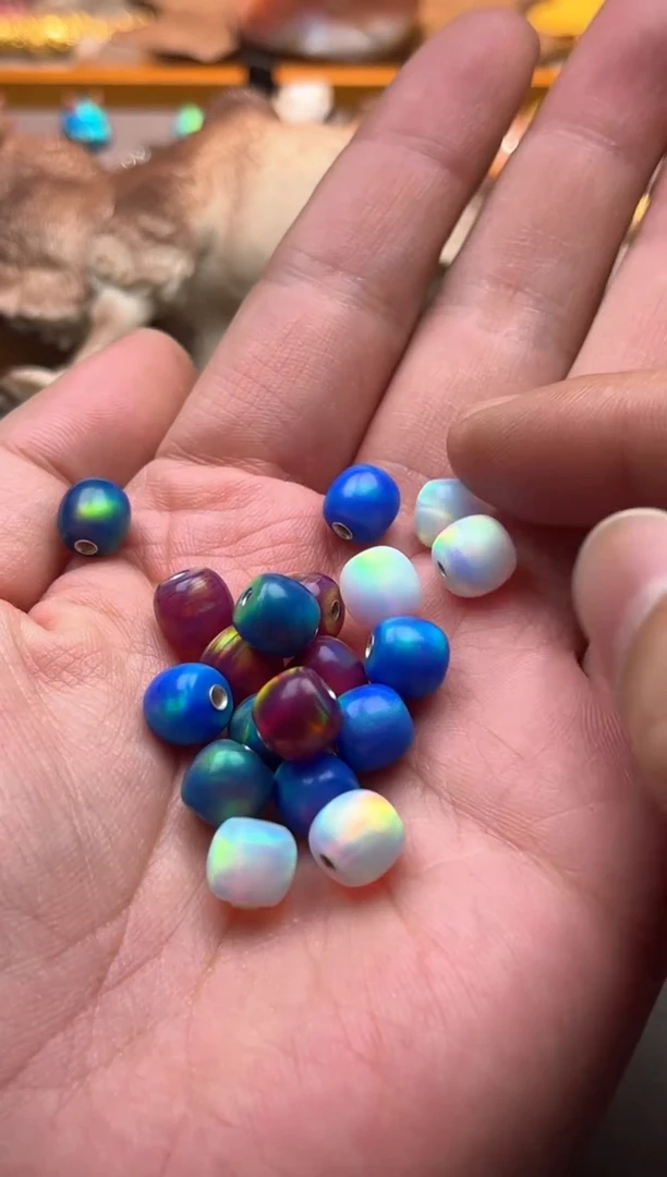 欧泊足银镶嵌1欧泊老型银孔8mm单颗多样性发其一