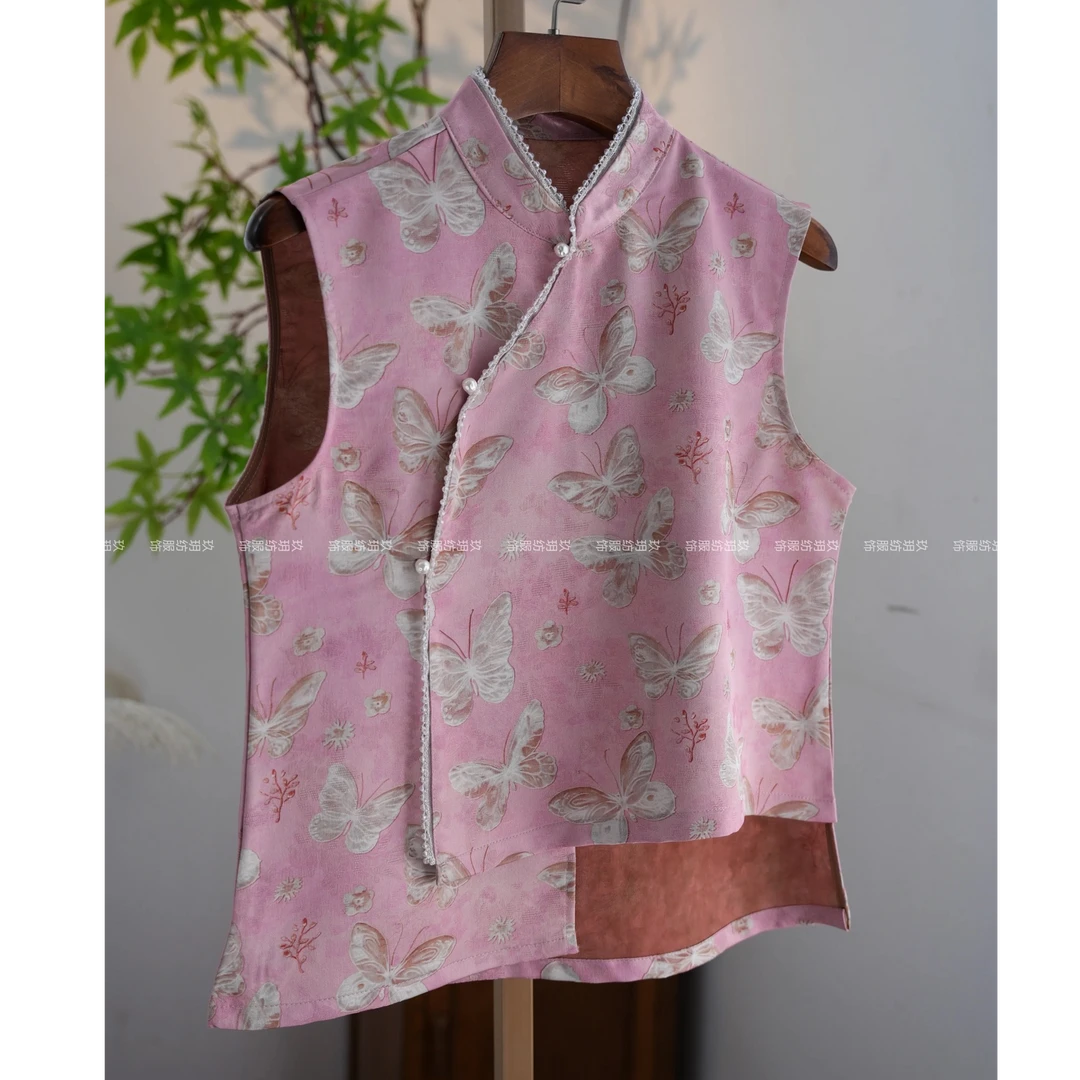 夏季新中式高级感显气质蝴蝶提花时尚洋气百搭显瘦网红上衣X049