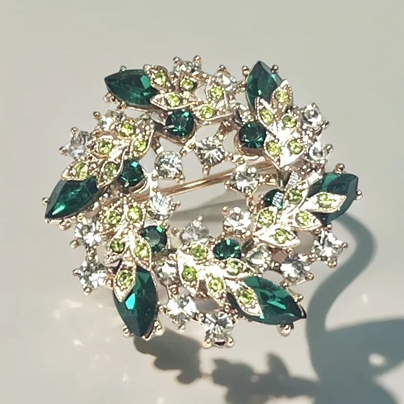 合金合成锆石胸针 紫荆花 小号 绿