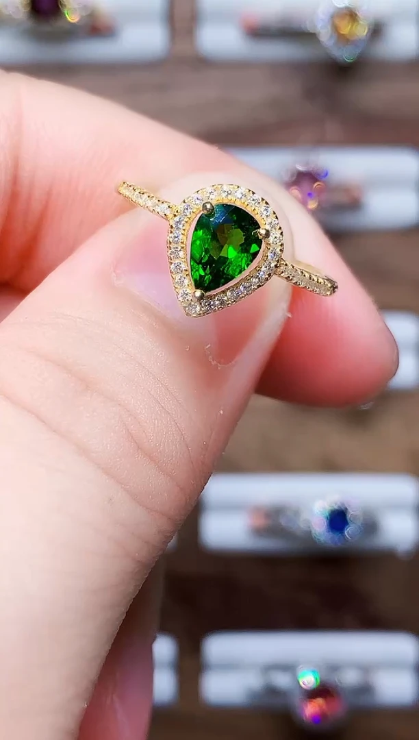 【闪购商品】透辉石戒指银S925镶嵌93-27