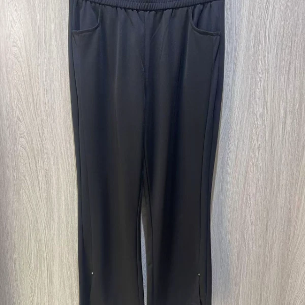 胖向向夏装新款5829简约大方款边开叉显瘦百搭小黑裤