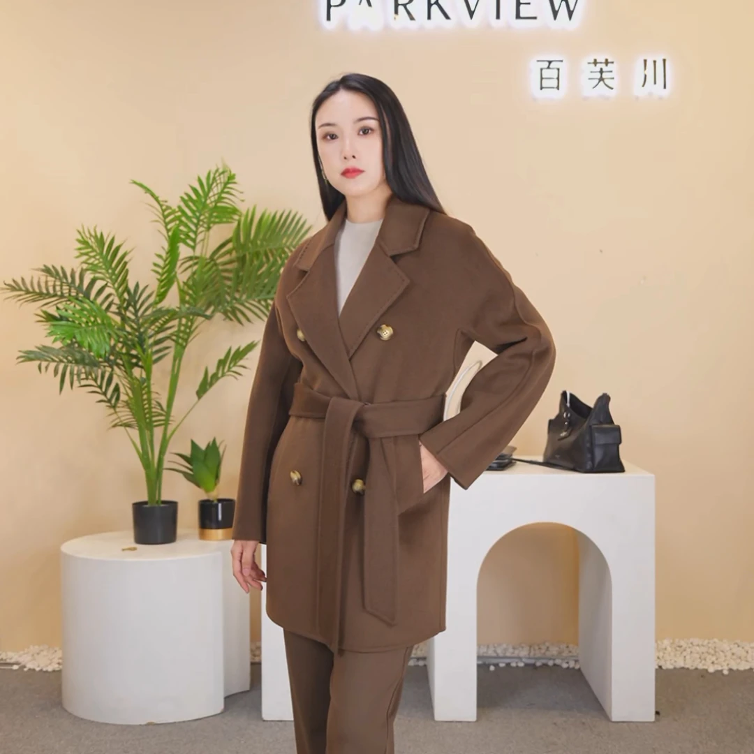 PARKVIEW/百芙川羊毛大衣气质时尚女士羊绒毛呢中长款WK132-3