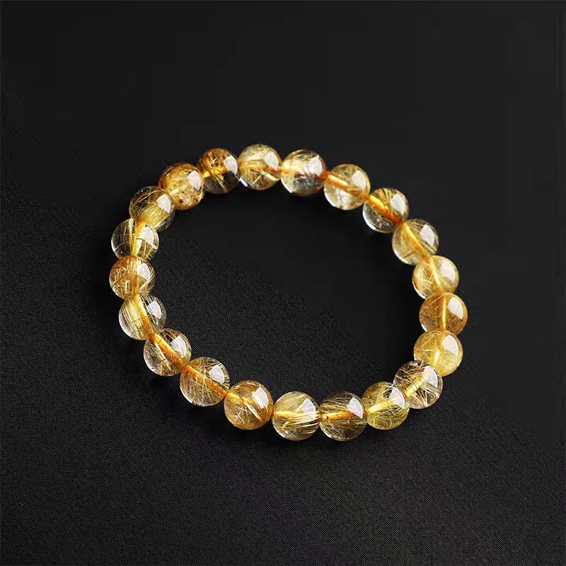 天然金发晶手链女圈元子 男女姐妹同款水晶手串 礼盒装