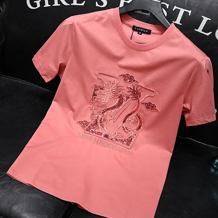 洛尼提日亚2025夏季新款短袖T恤男士潮牌潮流龙年刺绣t恤半袖上衣