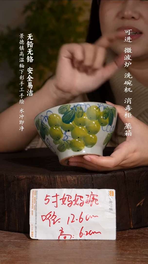 碗陶瓷景德镇高温瓷釉下彩手绘陶瓷