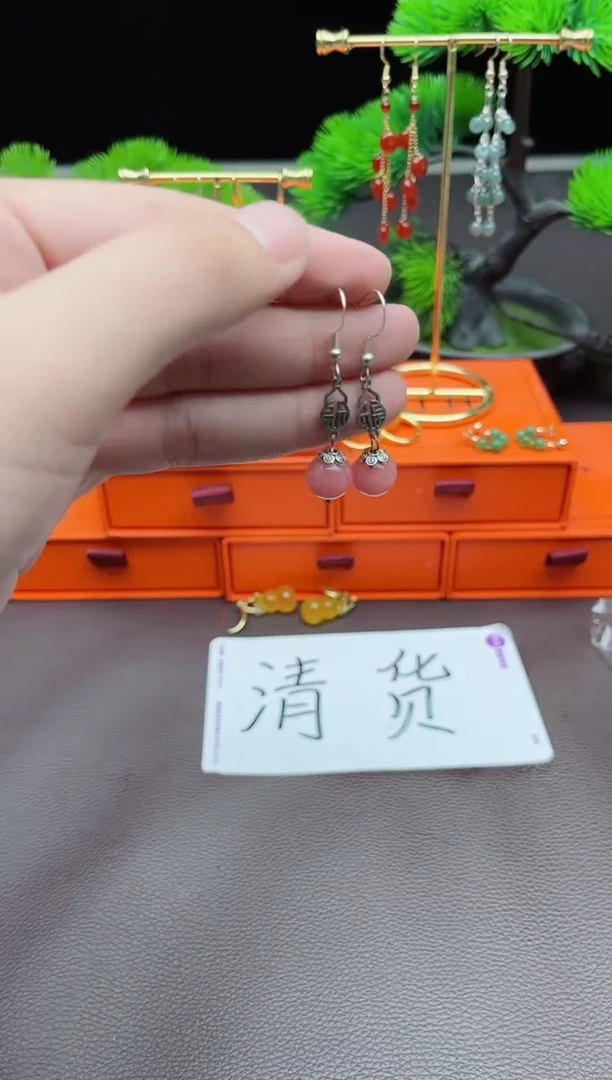 玛瑙/玉髓耳饰银S925镶嵌426