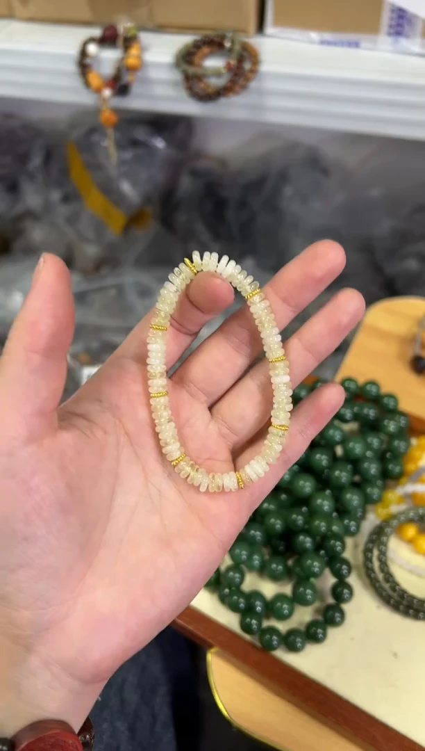 【闪购商品】水晶手链未镶嵌柠檬黄水晶蝶珠款手链[0748]