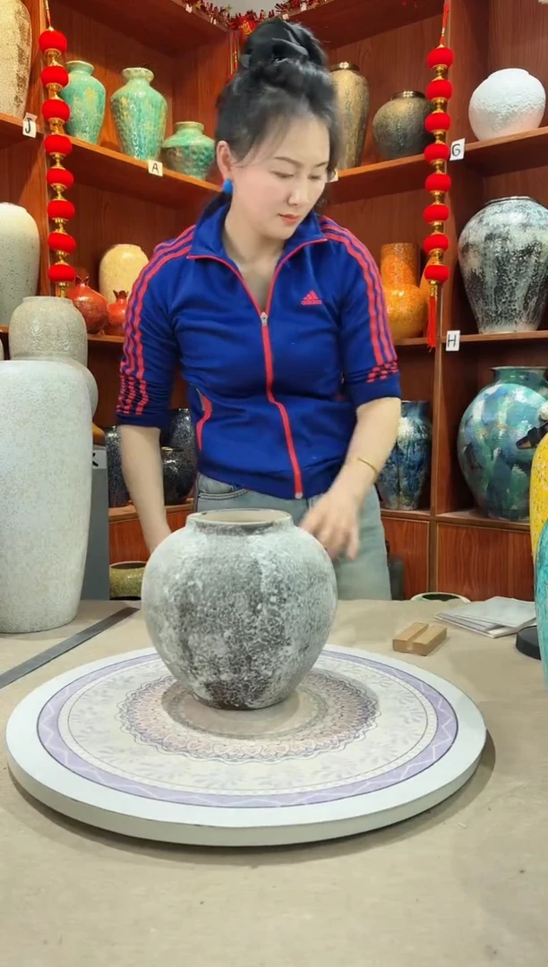 【闪购商品】瓶陶瓷花瓶 无花 灰白雪花秀小号