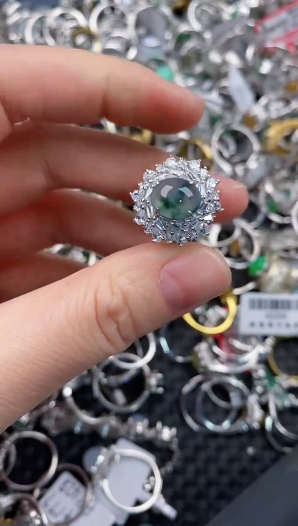 银S925镶嵌戒指翡翠777                6