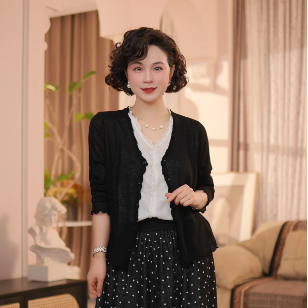 【春天的约会】长袖V领针织假两件#25631