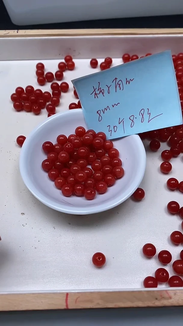 未镶嵌散珠南红玛瑙L436 柿子南红8mm30个8.8元