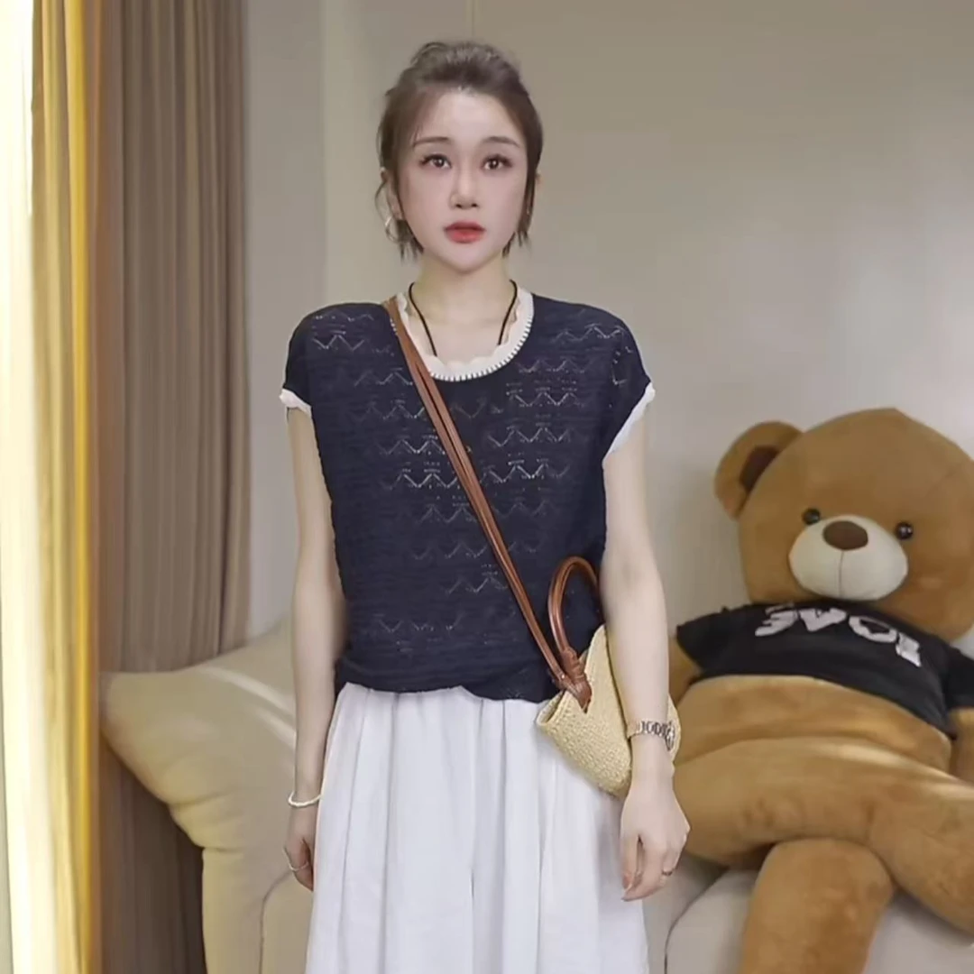 JW/静稳2025新品时尚休闲韩版显瘦减龄女款针织马夹5551239