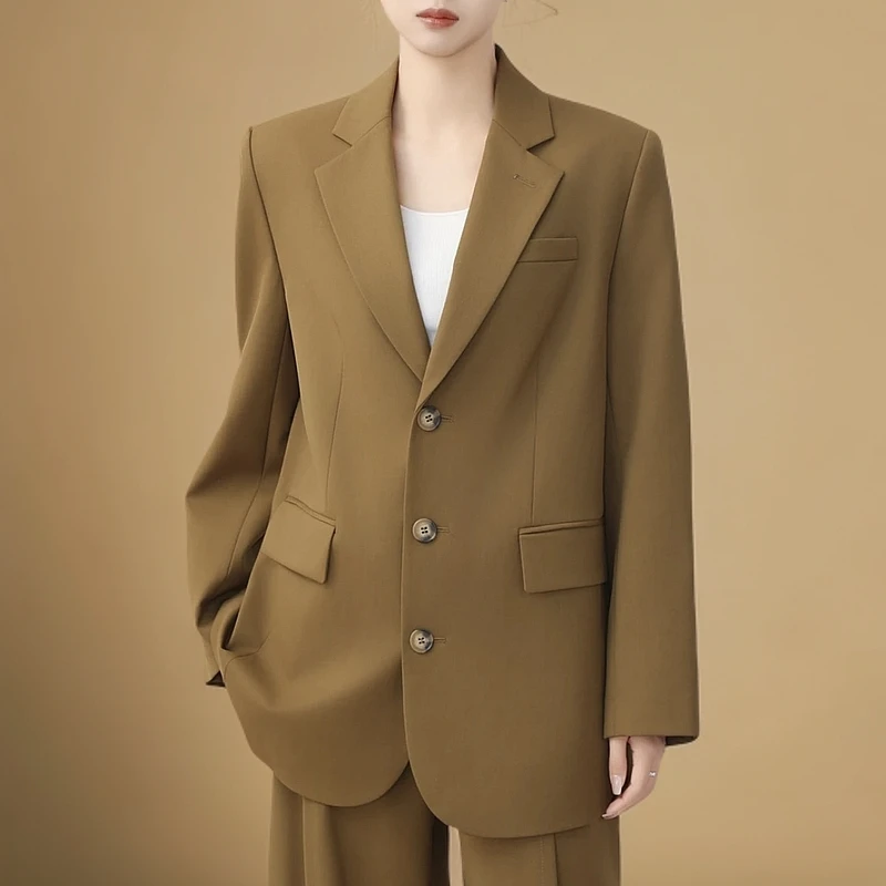 AMASS/阿玛施 新款时尚简约百搭显瘦西服女5400924宽松春秋复古