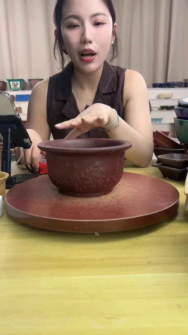 紫砂花盆浅草紫砂花盆微瑕