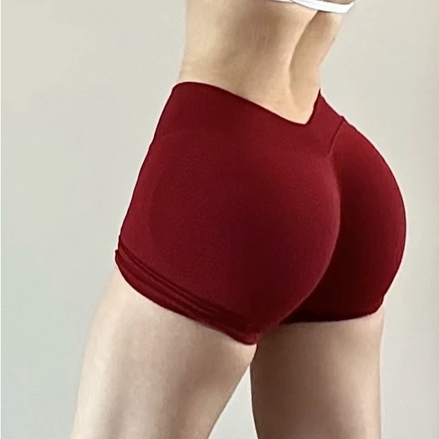 后V腰高弹臀王瑜伽短裤女透气显臀紧身提臀裤跑步撸铁运动三分裤