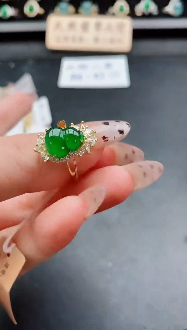 银S925镶嵌戒指翡翠1