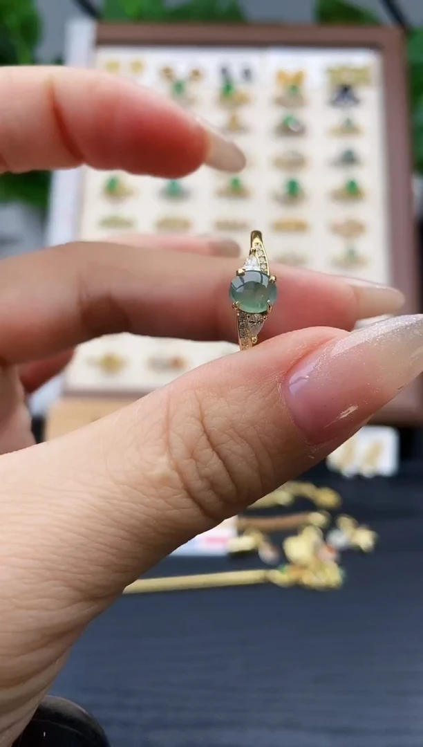 银S925镶嵌戒指翡翠12