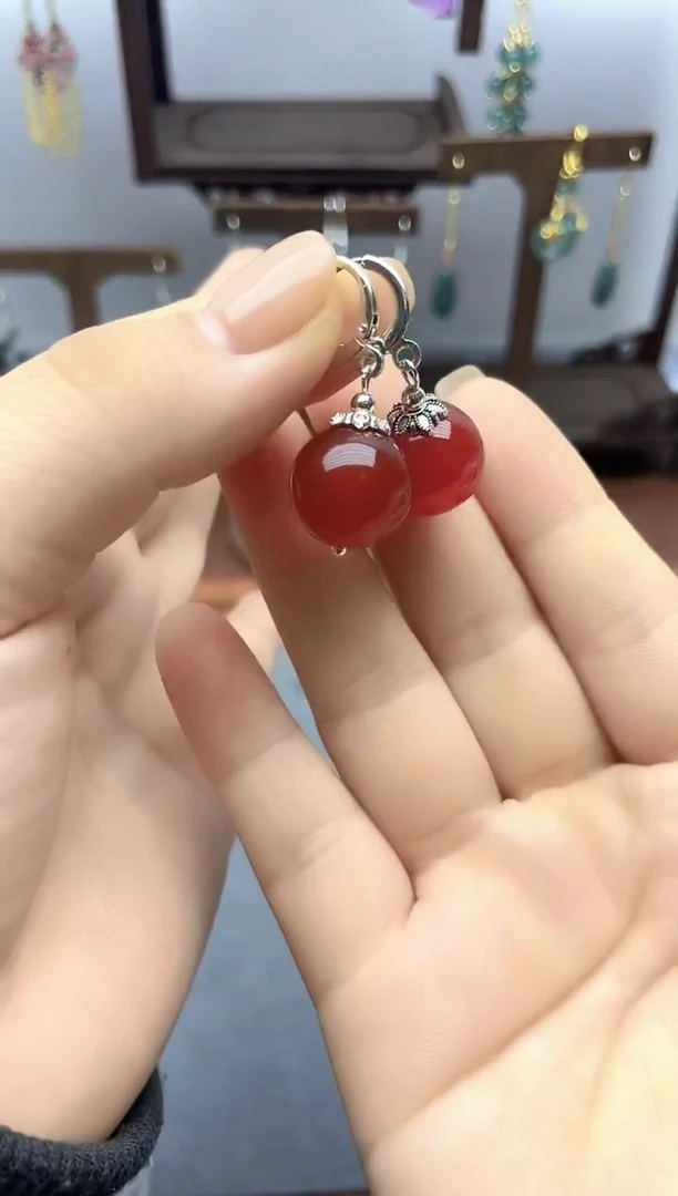 银S925镶嵌耳饰玛瑙/玉髓811000