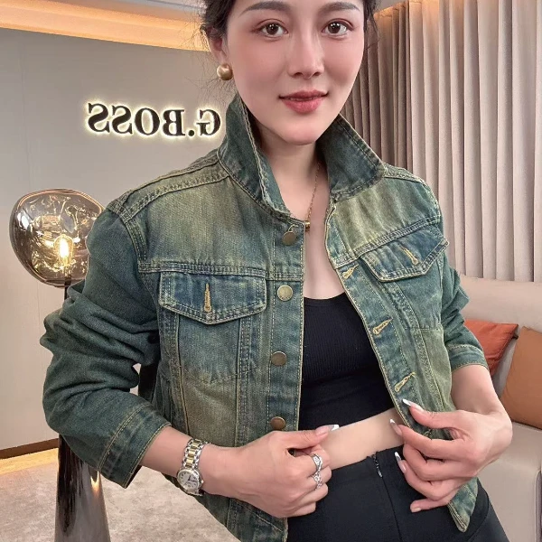 【耿老板6070#】欧货复古时尚气质牛仔设计师款牛仔衬衫