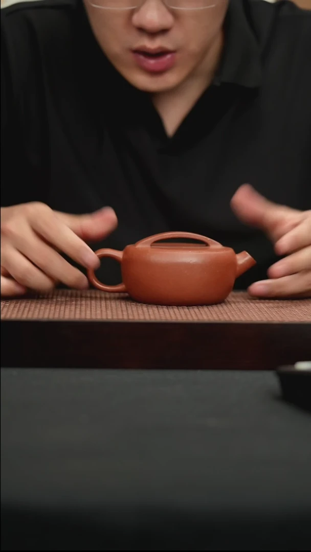 茶壶紫砂粗砂红降坡一片瓦