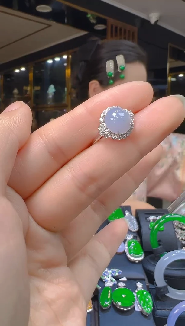 银S925镶嵌戒指翡翠051(多样性发货发其一)