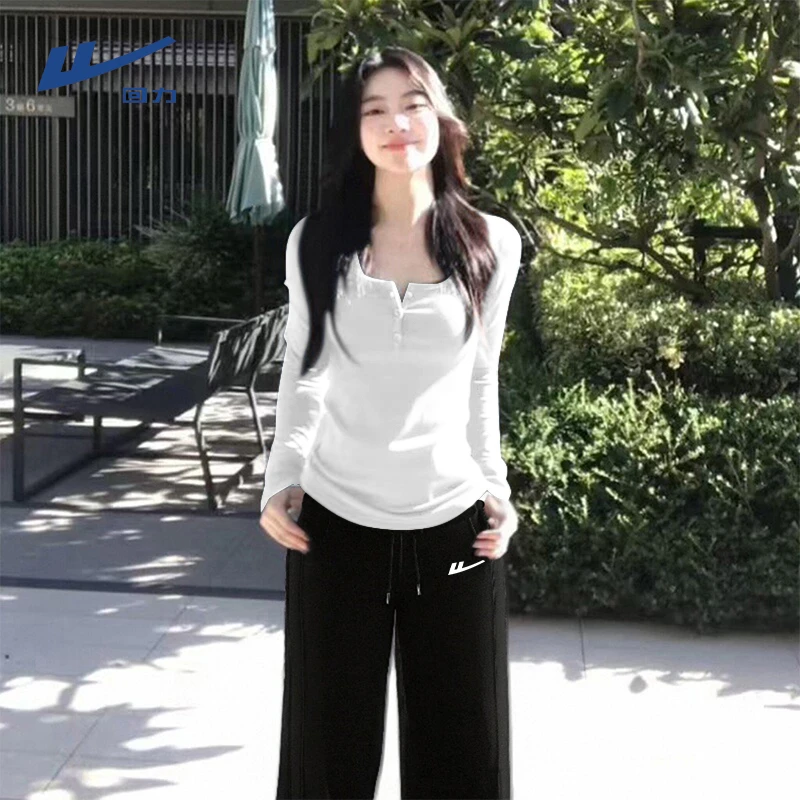 【回力】套装女2025新款秋季长袖恤设计感小众体恤阔腿裤通勤穿搭