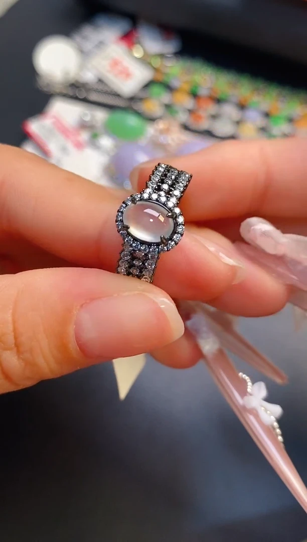 银S925镶嵌戒指翡翠天然