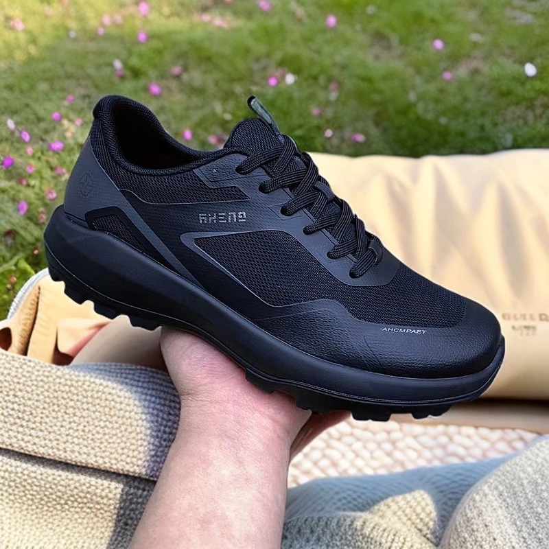夏季单网男鞋2025新款透气黑色户外网面低帮软底男士运动休闲鞋