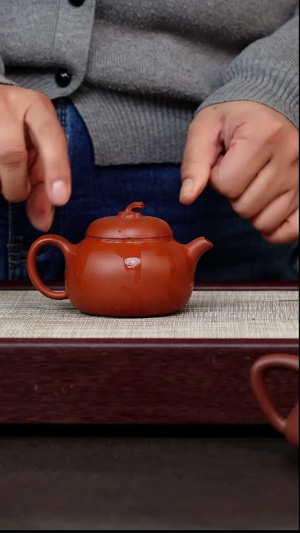 茶杯紫砂朱泥全手小茄瓜