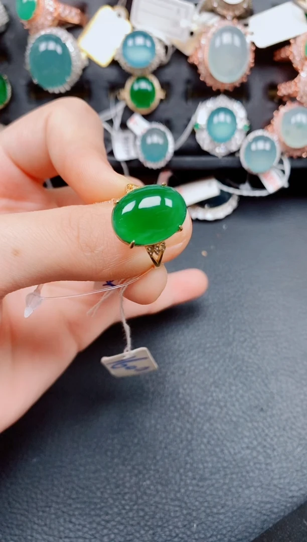 银S925镶嵌戒指翡翠翡翠