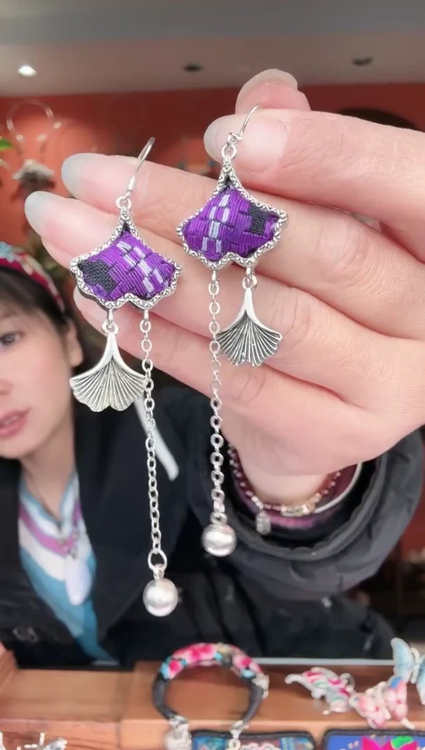 织绣手工苗绣刺绣耳环31