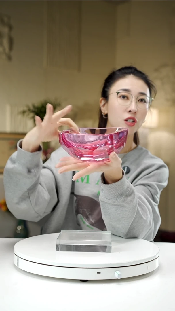 手工艺品琉璃金红色方形果碗