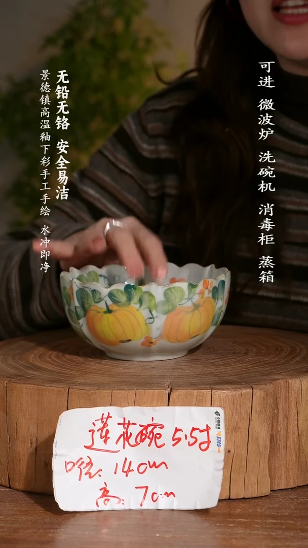 碗陶瓷景德镇高温瓷釉下彩手绘陶瓷