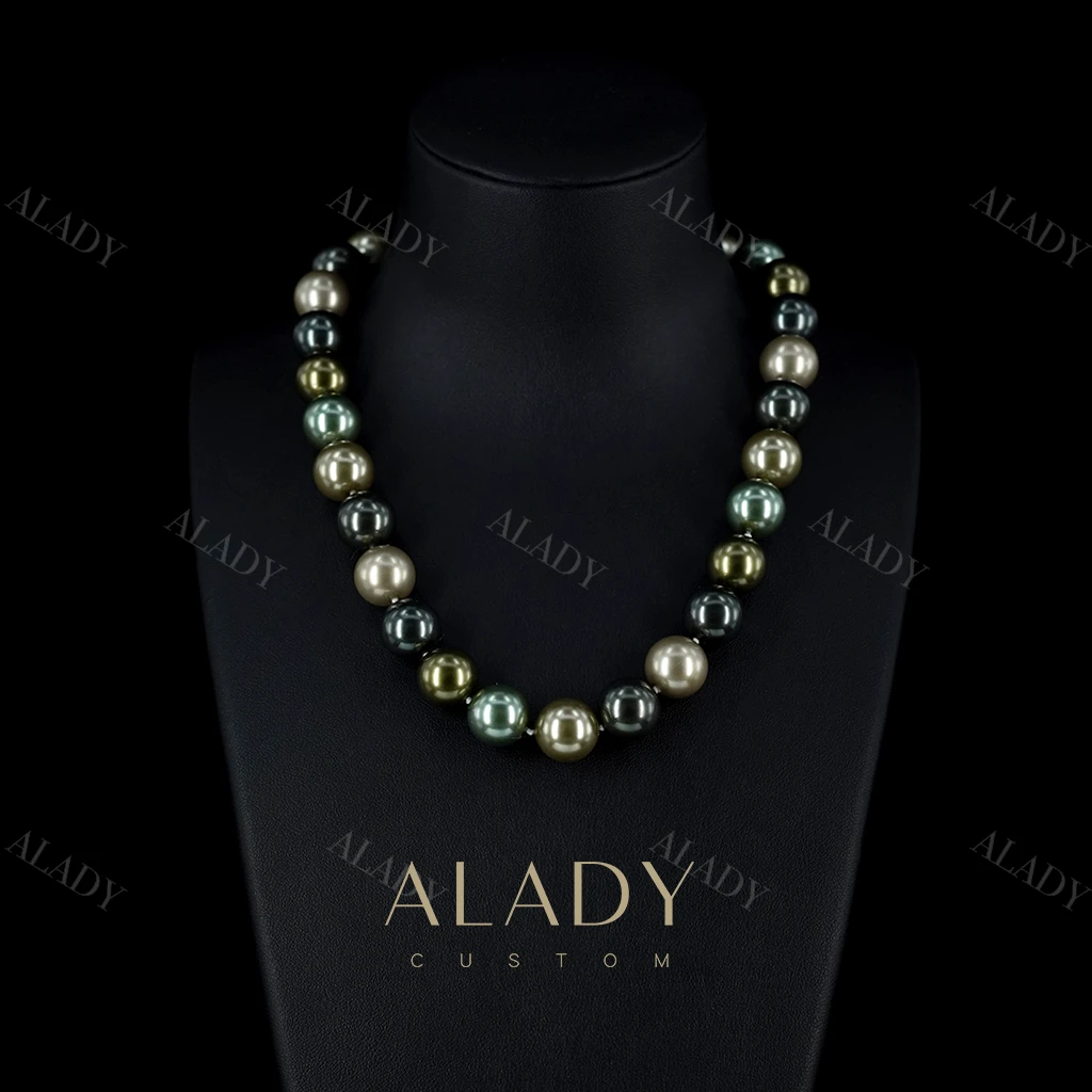 合金仿珍珠项链 【墨雨云间】墨绿色大点位珠珠清冷项链