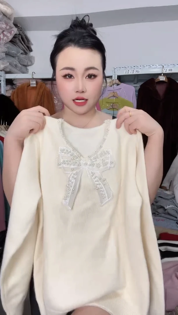 蝴蝶结毛衣 米色