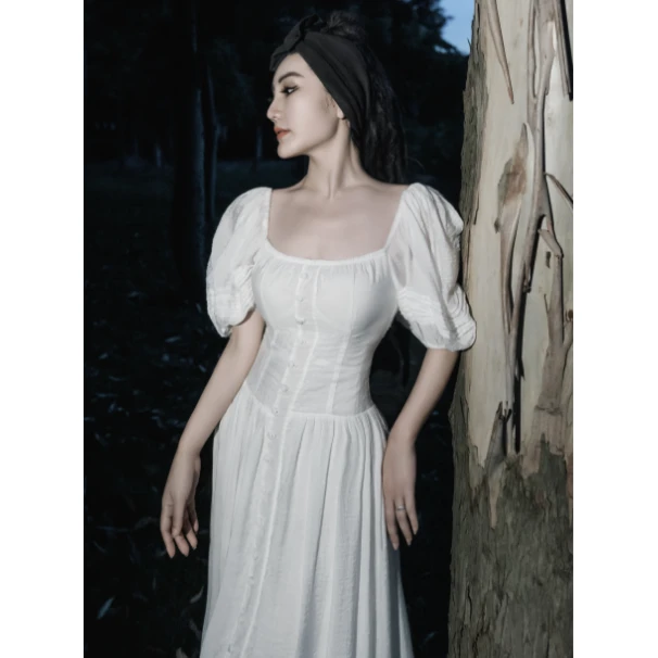 【星姐推荐】星原创高级定制【巴黎之恋】设计师款白色轻奢连衣裙