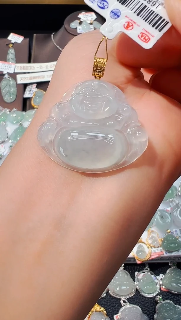 翡翠18K金镶嵌吊坠(不含链)佛公吊坠