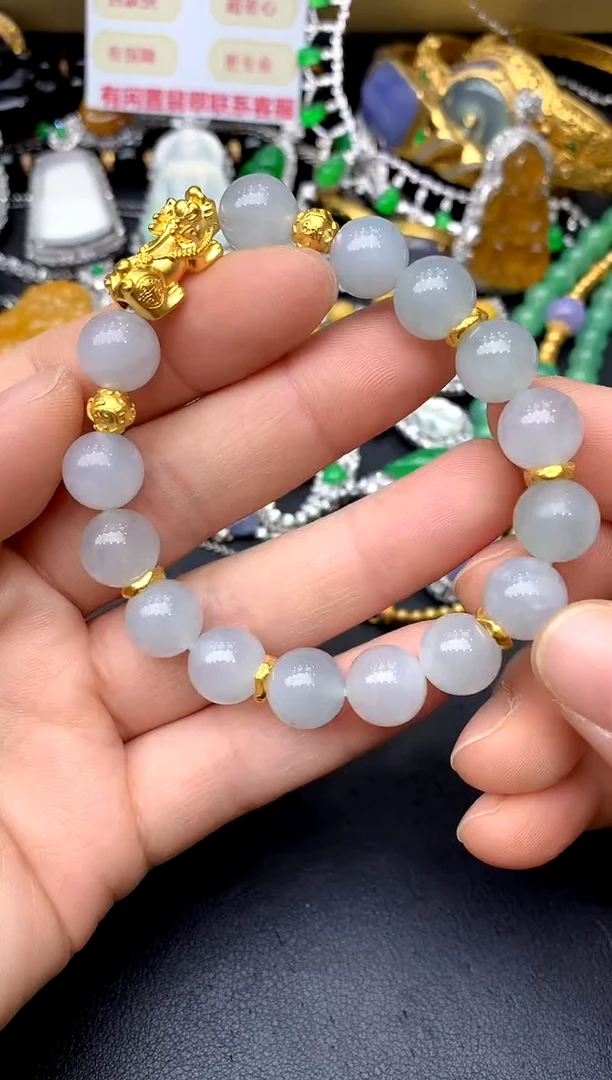 足金镶嵌手串翡翠159-中国好珍宝