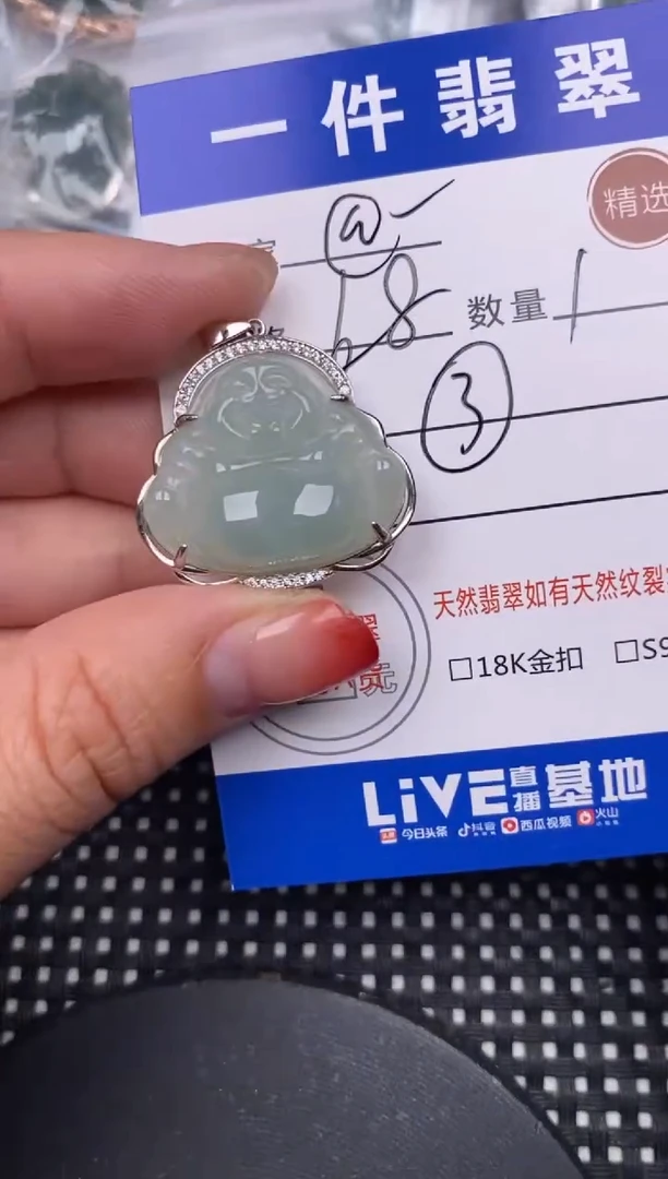 【闪购商品】翡翠颈饰银S925镶嵌挂件