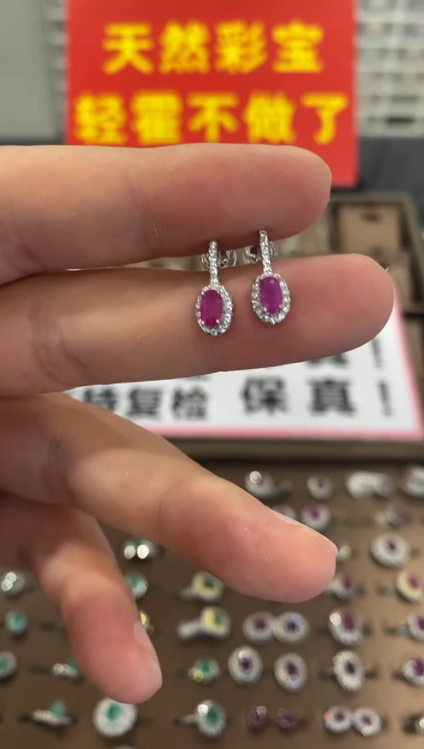 银S925镶嵌耳饰红宝石1