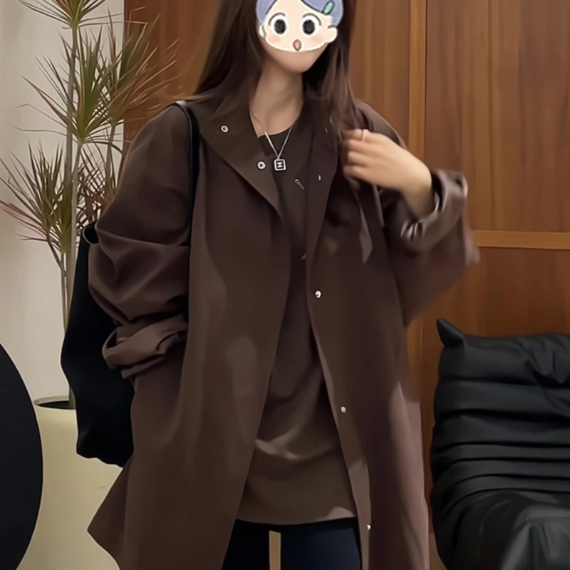 欧货重磅早秋2025新款时尚百搭咖色风衣外套长袖女装高级感上衣潮