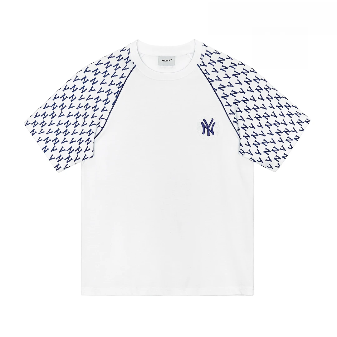 MLBT男T恤男子印花百搭罗纹装饰短袖休闲夏季透气圆领宽松潮流